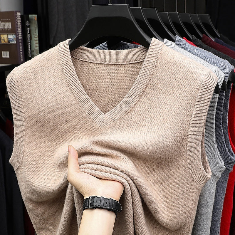 Wool Men's V-neck Middle-aged And Young Vest