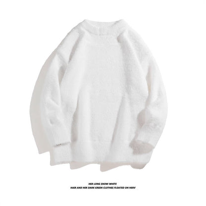 Autumn Solid Color Faux Mink Knit Sweater