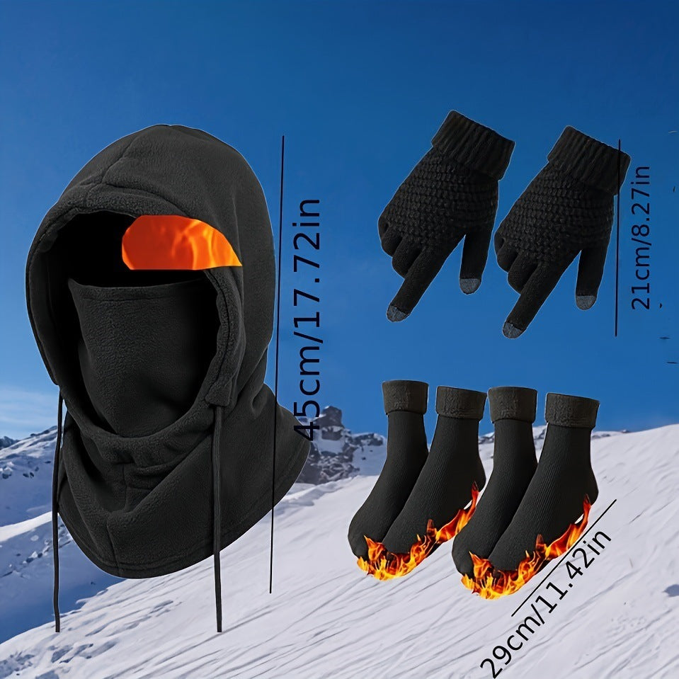 Winter Warm Hat Gloves Socks Set
